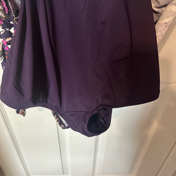 Land’s End Floral Swim Dress in Purple and Orange - Picture 4 of 6